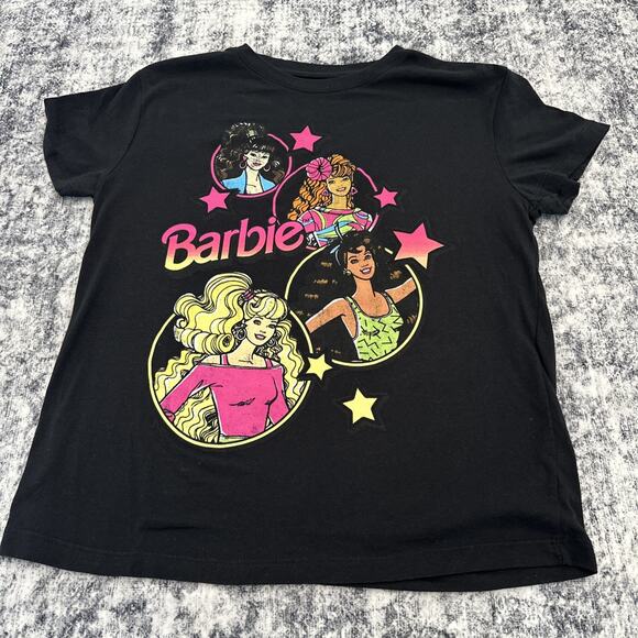 Retro Barbie Dolls from the 80s Graphic Women's Top Black Size Medium Totally - Picture 1 of 6